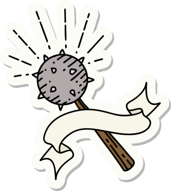 Bir insan tarafından çizilmiş bir dövme stili ortaçağ topuzu.