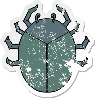 Bir insan tarafından çizilmiş dev bir böcek çizgi filminin sıkıntılı çıkartması.