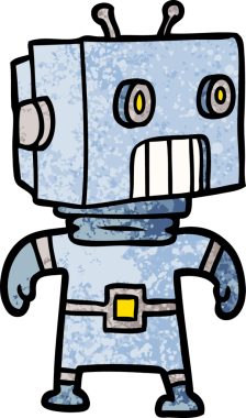 Bir insan tarafından çizilmiş çizgi film robotu