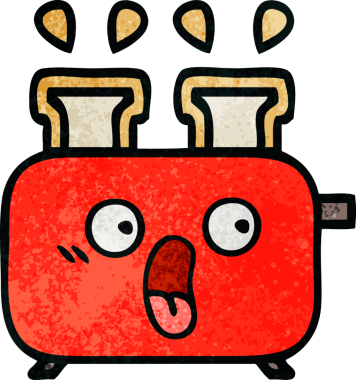 Bir insan tarafından çizilmiş bir tost makinesinin retro grunge doku karikatürü