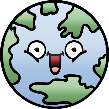 Bir insan tarafından çizilmiş bir gezegenin gölgelenmiş karikatürü.