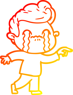 Bir insan tarafından çizilmiş ağlayan bir çizgi film karakteri çizimi.