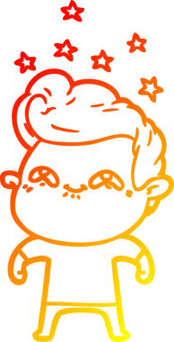 Bir insan tarafından çizilmiş, heyecanlı bir çizgi film çizimi.