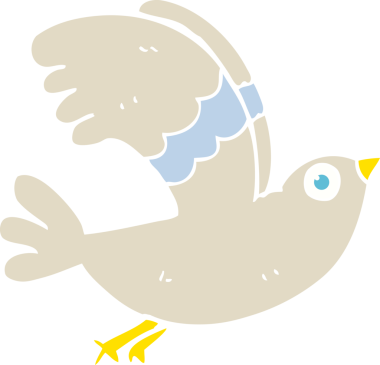 Bir insan tarafından çizilen kuşun düz renk çizimi