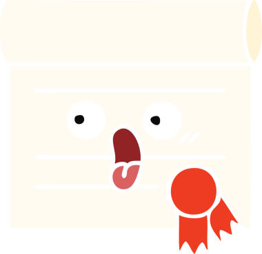 Bir insan tarafından çizilmiş bir sertifikanın düz renk retro karikatürü