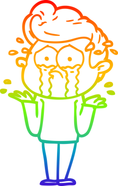 Bir insan tarafından çizilmiş ağlayan bir adamın çizdiği gökkuşağı gradyan çizgisi.