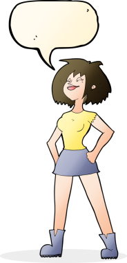 Bir insan tarafından çizilmiş konuşma balonu olan çizgi film yeteneğine sahip bir kadın.