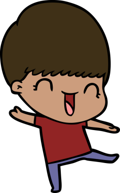 Bir insan tarafından çizilmiş mutlu çizgi film çocuğu.