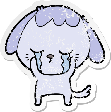 Bir insan tarafından çizilmiş ağlayan şirin bir köpek yavrusu çıkartması.