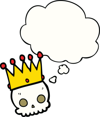 Bir insan tarafından çizilmiş düşünce baloncuklu bir kafatası.