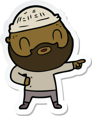 Bir insan tarafından çizilmiş sakallı bir adamın çıkartması.