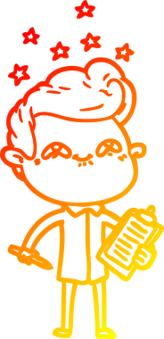 Bir insan tarafından çizilmiş, heyecanlı bir çizgi film çizimi.