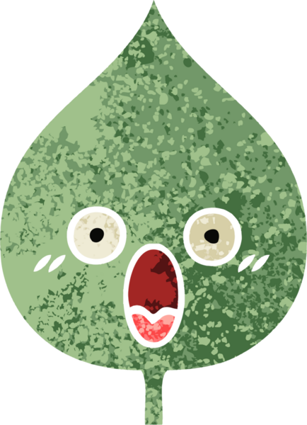 Bir insan tarafından çizilmiş dışavurumsal yaprağın retro çizim tarzı karikatürü