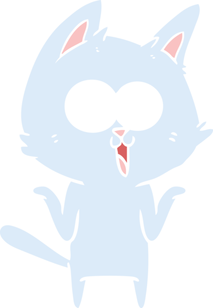 Bir insan tarafından çizilmiş komik düz renkli çizgi film kedisi.