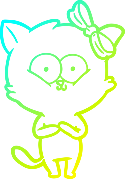 Bir insan tarafından çizilen çizgi film kedisinin soğuk gradyan çizgisi.