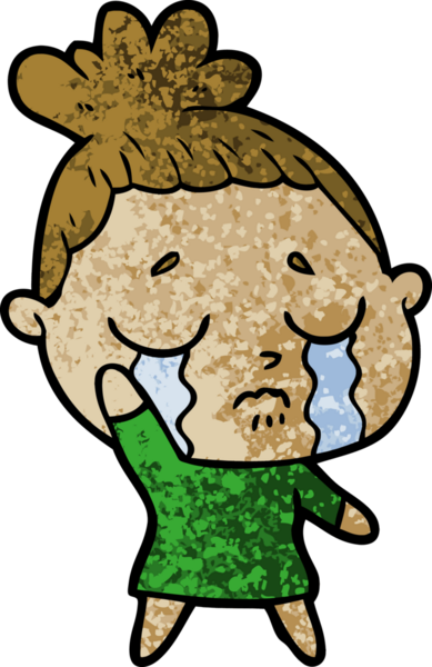 Bir insan tarafından çizilmiş ağlayan kadın çizgi filmi.