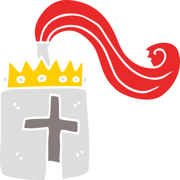 Bir insan tarafından çizilmiş kralın miğferinin düz renk çizimi