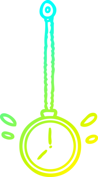 Bir insan tarafından çizilmiş sallanan altın bir hipnozcunun soğuk gradyan çizgisi