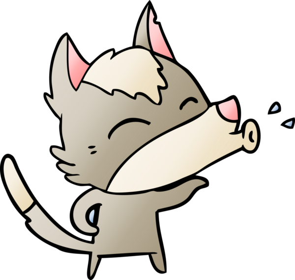 Bir insan tarafından çizilmiş uluyan kurt çizgi filmi.