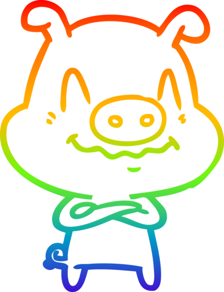 gökkuşağı gradyan çizimi bir insan tarafından çizilmiş sinir çizgi domuz