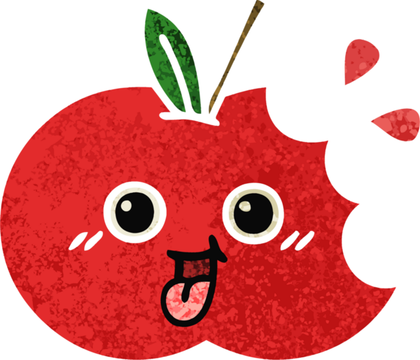 Bir insan tarafından çizilmiş kırmızı elmanın retro çizim tarzı karikatürü