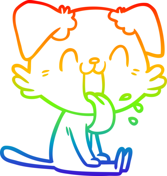 Gökkuşağı gradyan çizgi çizimi Bir insan tarafından çizilmiş nefes nefese bir köpek