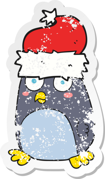 Bir insan tarafından çizilmiş penguen çizgi filminin gerilimli yapıştırması.