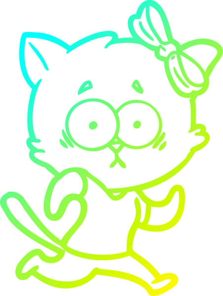 Bir insan tarafından çizilen çizgi film kedisinin soğuk gradyan çizgisi.