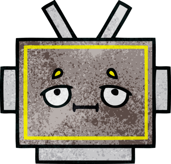 Bir insan tarafından çizilmiş robot kafasının retro grunge dokusu