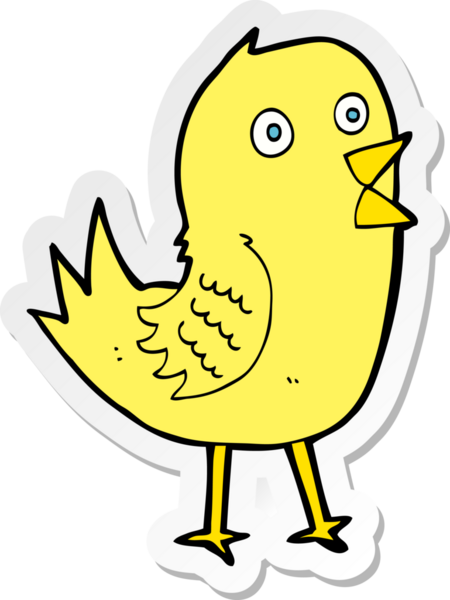 Bir insan tarafından çizilmiş tweet kuşunun çıkartması.