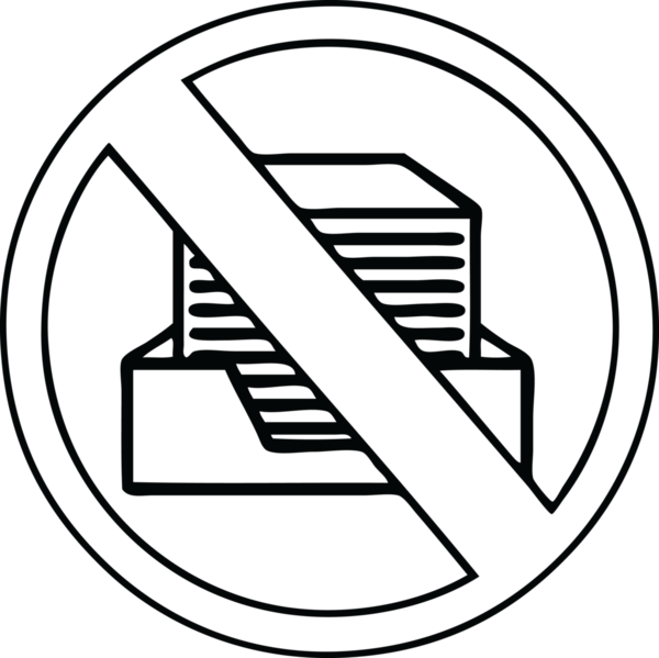 Bir insan tarafından çizilmiş kağıtsız bir ofis sembolünün çizgi çizimi