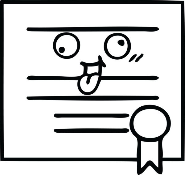 Mezuniyet diplomasını çizen çizgi bir insan tarafından çizilmiş.