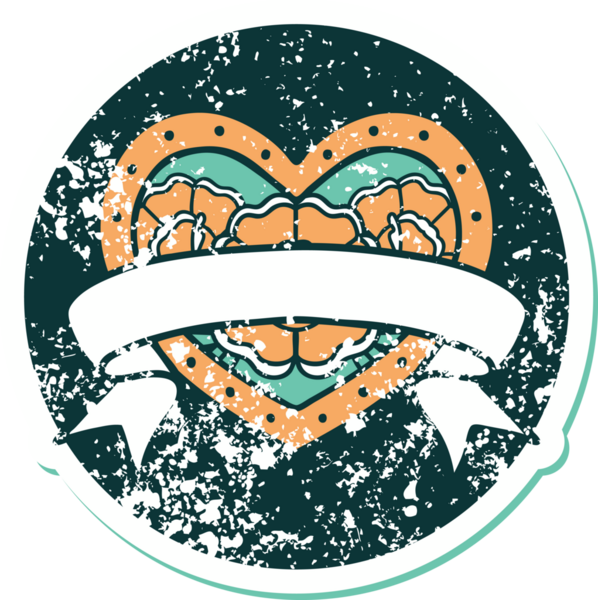 Bir insanın çizdiği çiçekli kalp ve pankartın sembolik dövmeli resmi.