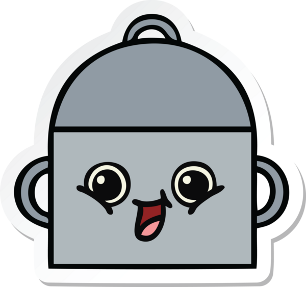 Bir insan tarafından çizilmiş şirin bir yemek pişirme kabının çıkartması.