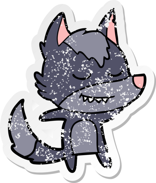 Bir insan tarafından çizilmiş dost canlısı bir kurdun sıkıntılı çıkartması.