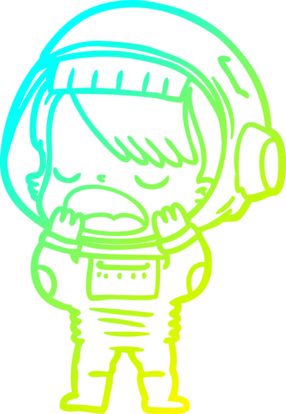 Konuşan bir astronotun insan tarafından çizilmiş soğuk gradyan çizimi.