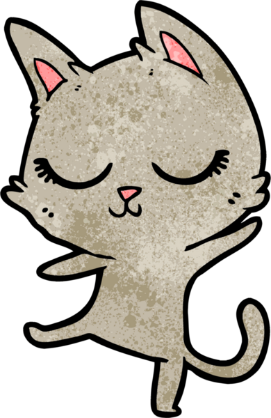 Bir insan tarafından çizilmiş sakin çizgi film kedisi.