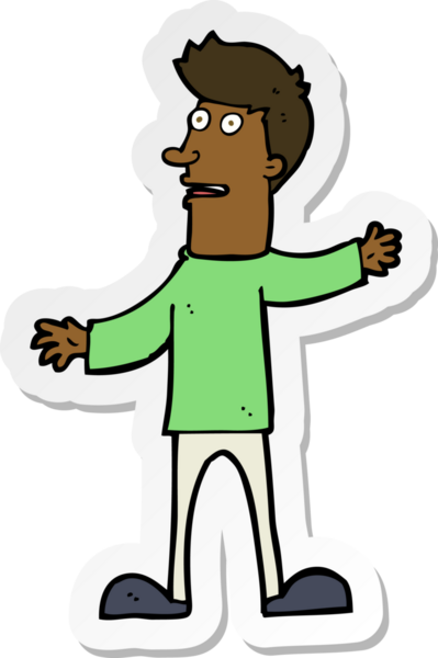 Bir insan tarafından çizilmiş bir karikatür çıkartması.