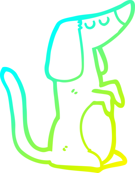 Bir insan tarafından çizilen çizgi film köpeğinin soğuk gradyan çizgisi.