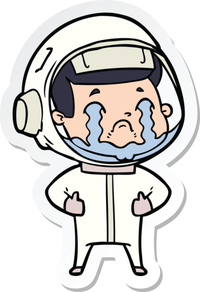 Bir insan tarafından çizilmiş ağlayan bir astronotun çıkartması.