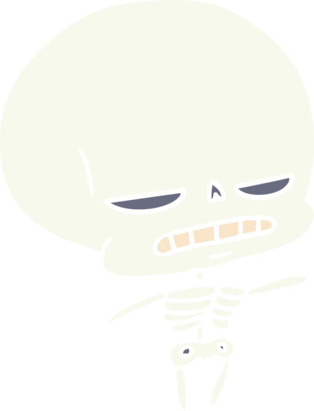 Bir insan tarafından çizilmiş ürkütücü kawaii iskeletinin serbest çizimi.