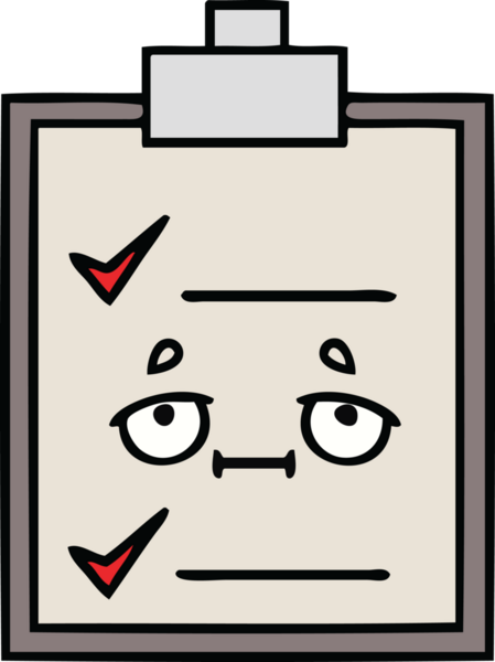 Bir insan tarafından çizilmiş kontrol listesinin sevimli karikatürü