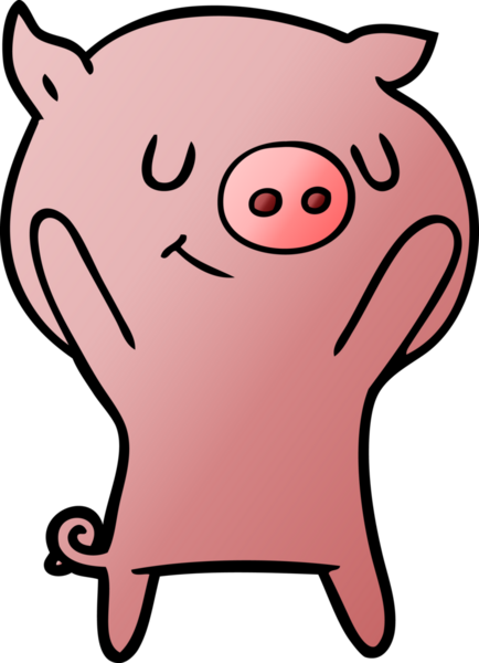 Bir insan tarafından çizilmiş mutlu çizgi film domuzu.