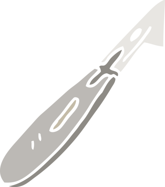 Bir insan tarafından çizilmiş düz renkli çizim bıçağı.