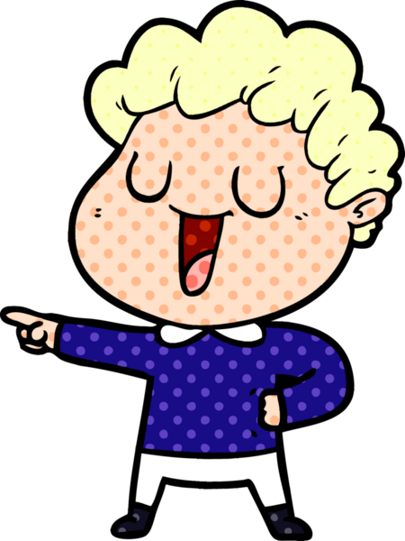 Bir insan tarafından çizilmiş gülen çizgi film adamı.