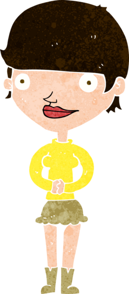 Bir insan tarafından çizilmiş karikatür dostu kadın.