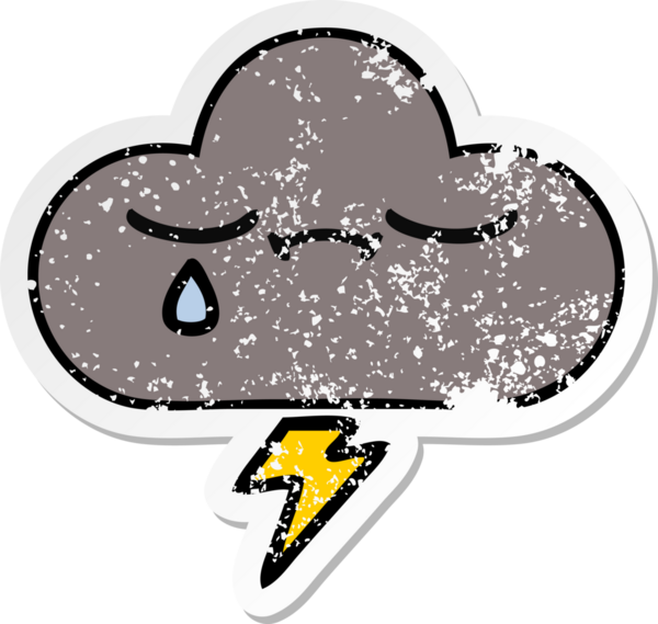 Bir insan tarafından çizilmiş tatlı bir karikatür fırtına bulutunun sıkıntılı çıkartması