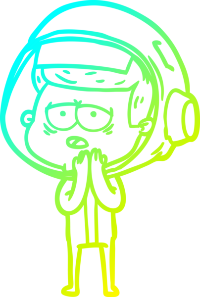 Bir insan tarafından çizilmiş soğuk gradyan çizgi çizimi yorgun astronot