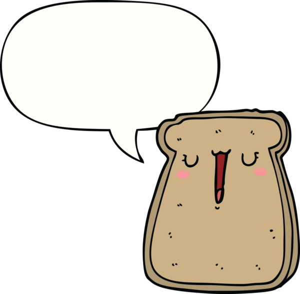 Bir insan tarafından çizilmiş konuşma balonlu çizgi film tostu.