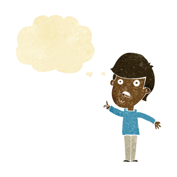 Çizgi filmci bir insan tarafından çizilmiş düşünce baloncuğuyla soru soruyor.